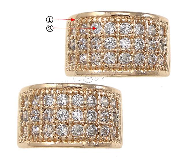 Cubic Zirconia Micro Pave Slide Charm, Brass, Rectangle, plated, micro pave cubic zirconia, more colors for choice, 9x5x6mm, Hole:Approx 1.8mm, Sold By PC