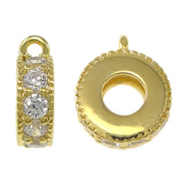 Brass Bail Bead, Donut, plated, micro pave cubic zirconia Approx 3mm, 0.8mm 
