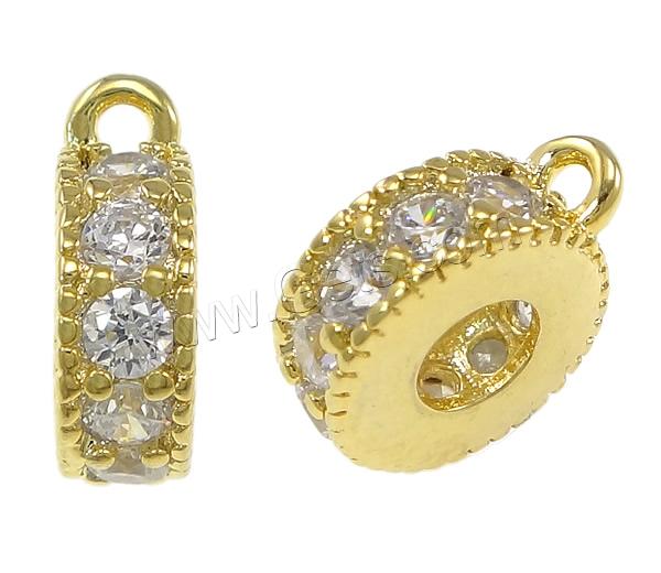 Brass Bail Bead, Donut, plated, micro pave cubic zirconia, more colors for choice, 4.2x10mm, Hole:Approx 3mm, 0.8mm, Sold By PC