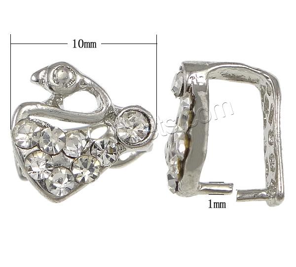Zinc Alloy Pinch Bail, Swan, plated, with rhinestone, more colors for choice, nickel, lead & cadmium free, Sold By PC