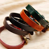 Cowhide Bracelets, zinc alloy buckle, stoving varnish, 9mm Approx 9 Inch 