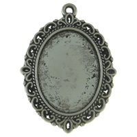 Zinc Alloy Pendant Cabochon Setting, Flat Oval, plated Approx 2mm, Inner Approx Approx 