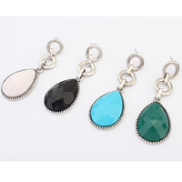 Resin Zinc Alloy Earring, with Resin, Teardrop, antique silver color plated, faceted, mixed colors, nickel, lead & cadmium free 