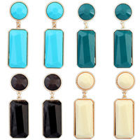 Resin Zinc Alloy Earring, with Resin, Rectangle, gold color plated, mixed colors, lead & cadmium free 