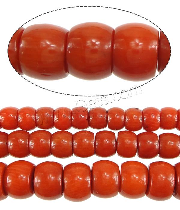 Abalorios de Coral, Coral natural, Tambor, diverso tamaño para la opción, naranja rojizo, agujero:aproximado 0.5mm, longitud:aproximado 16 Inch, Vendido por Sarta
