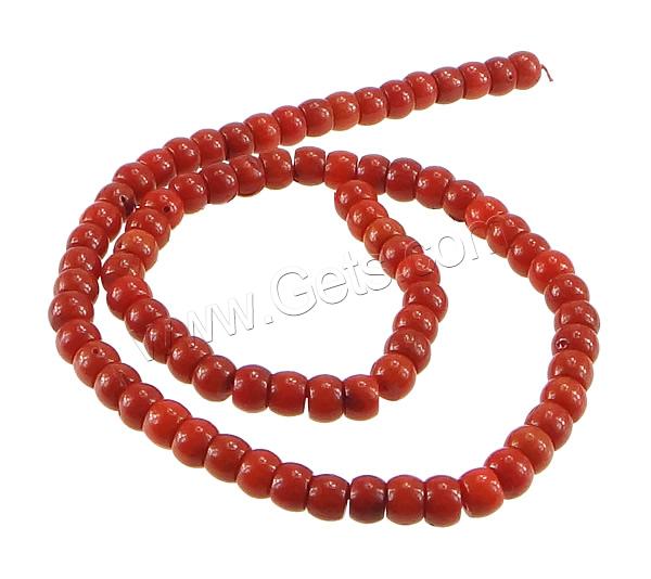 Natural Coral Beads, Drum, different size for choice, reddish orange, Hole:Approx 0.5mm, Length:Approx 16 Inch, Sold By Strand