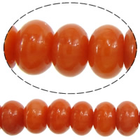 Natürliche Korallen Perlen, Rondell, rote Orange, 3x5mm, Bohrung:ca. 0.5mm, Länge:ca. 13 ZollInch, ca. 115PCs/Strang, verkauft von Strang