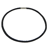 Cowhide Necklace Cord, brass magnetic clasp, platinum color plated, black, 6mm Approx 17 Inch 