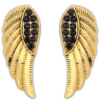 Zinc Alloy Rhinestone Stud Earring, Wing Shape, antique gold color plated, with rhinestone, lead & cadmium free 