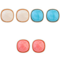 Resin Zinc Alloy Earring, with Resin, Square, gold color plated, mixed colors, lead & cadmium free 