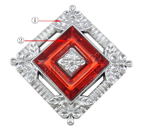 Fashion Acrylic Jewelry Cabochon, Rhombus, UV plating, flat back & two tone, more colors for choice, 68x68x9mm, Sold By PC