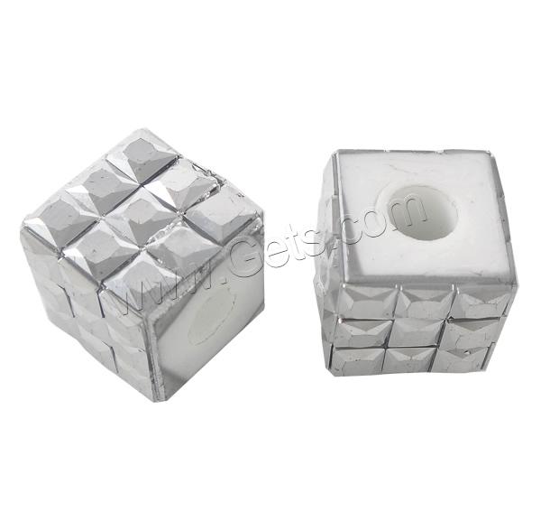 Resin Rhinestone Beads, Cube, platinum color plated, different size for choice & with resin rhinestone, Hole:Approx 5mm, Sold By Bag