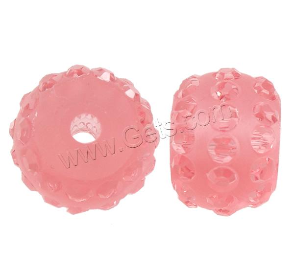 Resin Rhinestone Beads, Drum, transparent & different size for choice & with resin rhinestone, more colors for choice, Hole:Approx 3mm, Sold By Bag