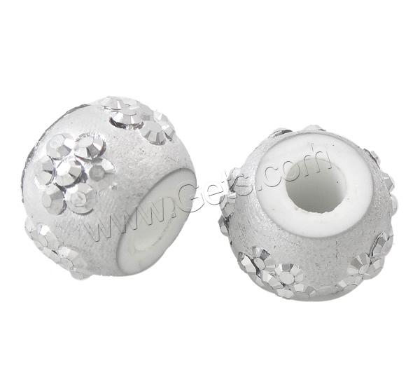 European Resin Beads, Drum, platinum color plated, different size for choice & with resin rhinestone & without troll, Hole:Approx 5mm, Sold By Bag