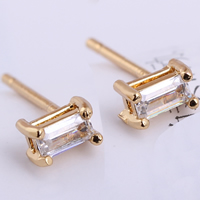 Gets® Jewelry Earring, Brass, Rectangle, 18K gold plated, with cubic zirconia, nickel, lead & cadmium free, 17mm 