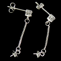 Sterling Silver Earring Drop Component, 925 Sterling Silver, plated 0.8mm 