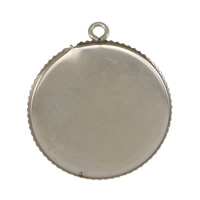 Brass Pendant Cabochon Setting, Flat Round, plated Approx 2mm, Inner Approx 25mm 