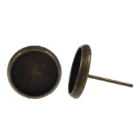 Brass Earring Stud Component, Flat Round, plated 0.8mm, Inner Approx 10mm 