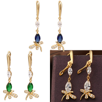 Gets® Jewelry Earring, Brass, Dragonfly, plated, with cubic zirconia nickel, lead & cadmium free 