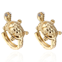 Gets® Jewelry Earring, Brass, Turtle, 18K gold plated, with cubic zirconia, nickel, lead & cadmium free 