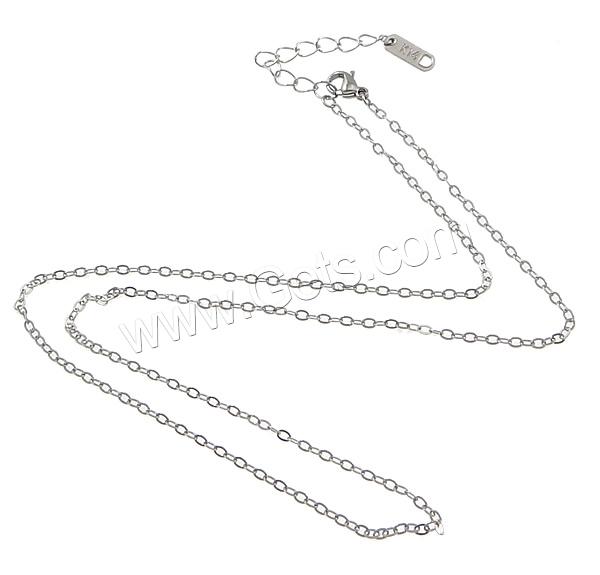 Mode Edelstahl Halskette Kette, mit Verlängerungskettchen von 2lnch, verschiedene Größen vorhanden & Oval-Kette, originale Farbe, Länge:ca. 18 ZollInch, 1000SträngeStrang/Tasche, verkauft von Tasche