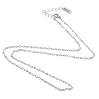 Fashion Stainless Steel Necklace Chain, with 2lnch extender chain & oval chain, original color Approx 18 Inch 