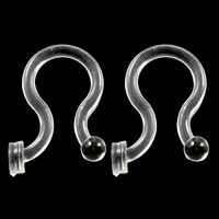 Plastic Earring Hook, PC Plastic, transparent, white 