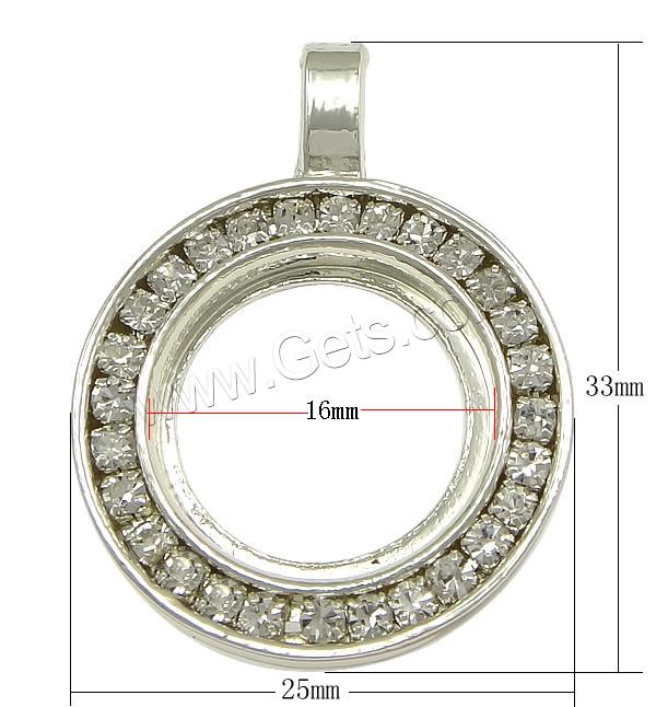 Zinc Alloy Pendant Open Back Setting, Donut, plated, with rhinestone, more colors for choice, nickel, lead & cadmium free, 25x33x4mm, Hole:Approx 4x5mm, Inner Diameter:Approx 16mm, Sold By PC