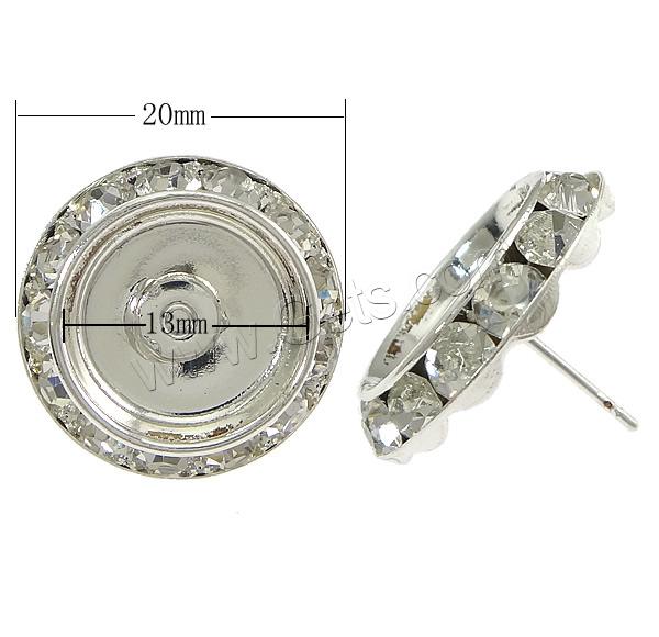 Zinc Alloy Ear Stud Component, Flat Round, plated, Customized & with rhinestone, more colors for choice, nickel, lead & cadmium free, 20mm, 0.8mm, Inner Diameter:Approx 13mm, Sold By PC