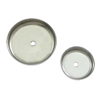 Stainless Steel Cabochon Setting, Flat Round original color Approx 1mm 