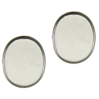 Stainless Steel Cabochon Setting, Flat Oval, original color Inner Approx 
