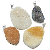 Ice Quartz Agate Pendants, with Brass, silver color plated, mixed, nickel, lead & cadmium free Approx 