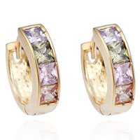 Gets® Jewelry Earring, Brass, 18K gold plated, with cubic zirconia, multi-colored, nickel, lead & cadmium free 