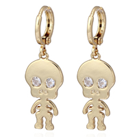 Gets® Jewelry Earring, Brass, Skeleton, 18K gold plated, with cubic zirconia, nickel, lead & cadmium free 