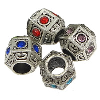 Rhinestone Zinc Alloy European Beads, Drum, plated, without troll & with rhinestone nickel, lead & cadmium free Approx 4.5mm 