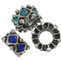 Rhinestone Zinc Alloy European Beads, Rondelle, plated, without troll & with rhinestone nickel, lead & cadmium free Approx 5mm 