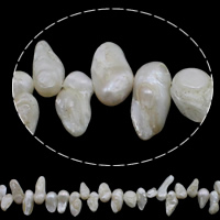 Perlas Cultivadas Nucleadas de Agua Dulce, Keishi, natural, Blanco, 13-27mm, agujero:aproximado 0.8mm, longitud:aproximado 14.2 Inch, Vendido por KG