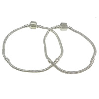Brass European Bracelet Chain, plated & snake chain 3mm 
