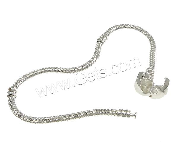 Латунь European браслет цепь, Другое покрытие, различной длины для выбора & змея цепи, Много цветов для выбора, 3mm, 9x9.5mm, продается Strand