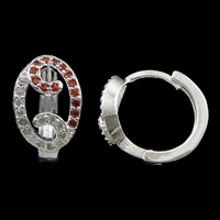 Cubic Zirconia Micro Pave Brass Earring, Flat Oval, plated, micro pave cubic zirconia 