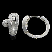 Cubic Zirconia Micro Pave Brass Earring, Letter V, plated, micro pave cubic zirconia 