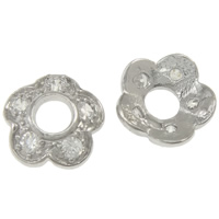 Sterling Silber Perlenkappen, 925 Sterling Silber, Blume, plattiert, Micro pave Zirkonia, keine, 8x3.5mm, Bohrung:ca. 3mm, verkauft von PC