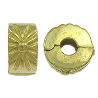 Brass European Clip, Rondelle, plated, with flower pattern Approx 3mm 
