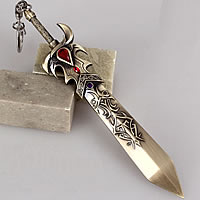 Zinc Alloy Key Chain Jewelry, Sword, plated, enamel & with rhinestone, nickel, lead & cadmium free 
