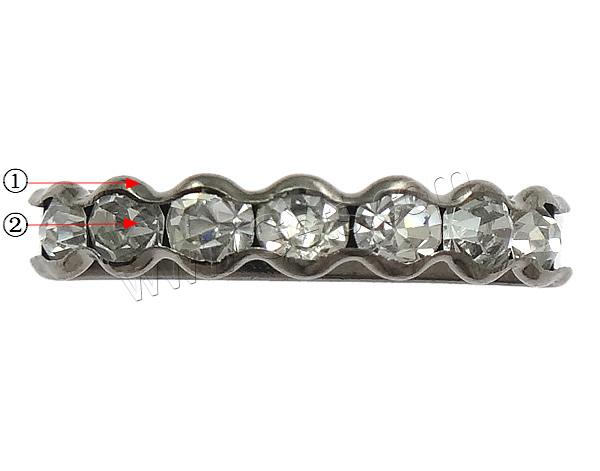 La mitad Ronda Puente Rhinestone Spacer, metal, Cúpula, chapado, 3-aro & con diamantes de imitación, más colores para la opción, 20x3.5x8mm, agujero:aproximado 1mm, Vendido por UD