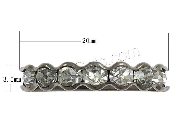 La mitad Ronda Puente Rhinestone Spacer, metal, Cúpula, chapado, 3-aro & con diamantes de imitación, más colores para la opción, 20x3.5x8mm, agujero:aproximado 1mm, Vendido por UD