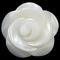 Halbgebohrte Muschel Perlen, Weiße Muschel, Blume, 15x4mm, Bohrung:ca. 1mm, verkauft von PC