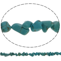 Perles turquoise naturelles teintées, Turquoise teint, pepite, bleu, 10-14mm pouce, Vendu par brin