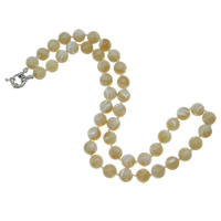 Пресноводные оболочка Ожерелье, латунь Замочек-колечко, Круглая, 9mm, длина:Приблизительно 18.5 дюймовый, продается Strand