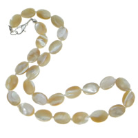 Shell Necklace, Freshwater Shell, brass lobster clasp, Flat Oval Approx 18 Inch 